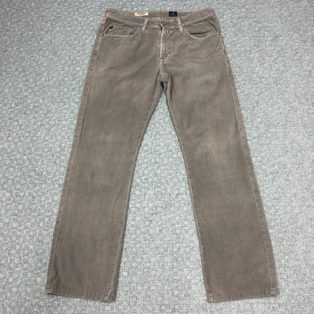 AG Adriano Goldschmied Pants Mens 36x29 Gray Corduroy Protege Straight Leg USA